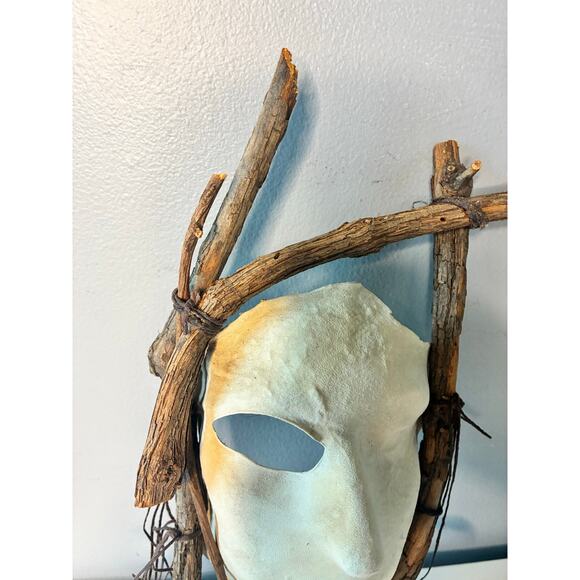 Woodland Spirit Rawhide Mask Sculpture Nick Elzay Mixed Media Folk Art Signed - Picture 6 of 13